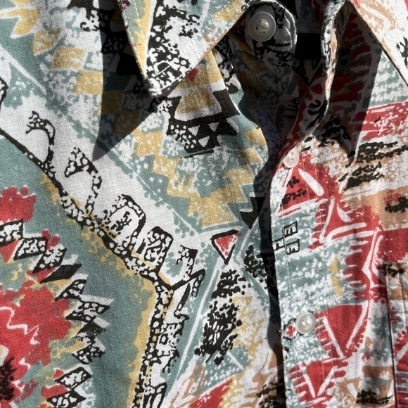 Men's Maneuvers Shirt Multicolor Southwest Button-Down M Cotton Beach Surf TIKI - Picture 8 of 9